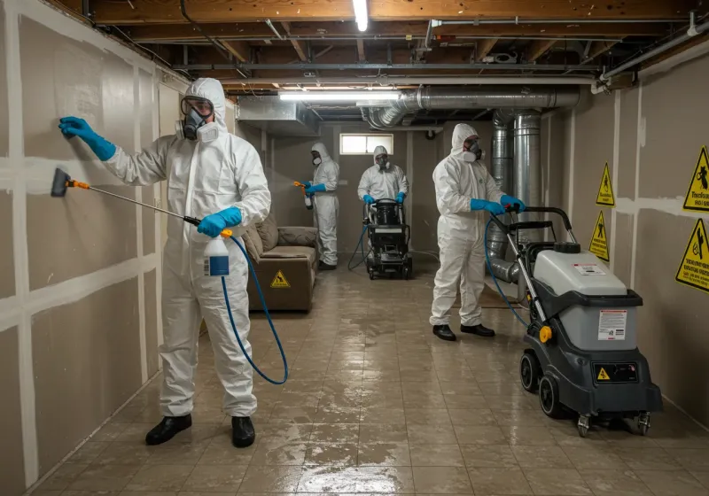 Basement Moisture Removal and Structural Drying process in Bargersville, IN